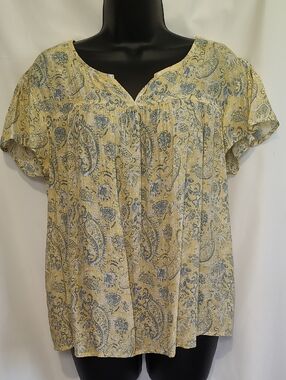 Counterparts Yellow Paisley Short-Sleeve Blouse